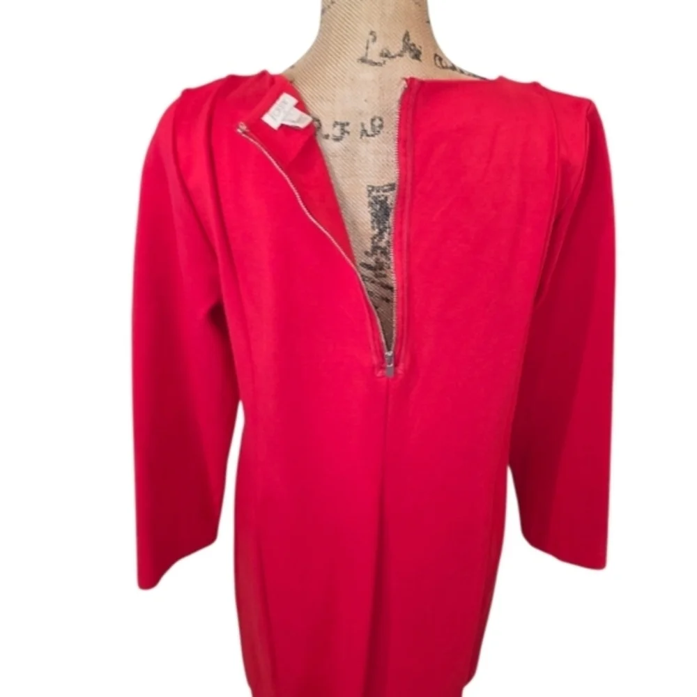 J. Crew Career Academia Work Red‎ Long Sleeve Sheath Dress Party Size Large New